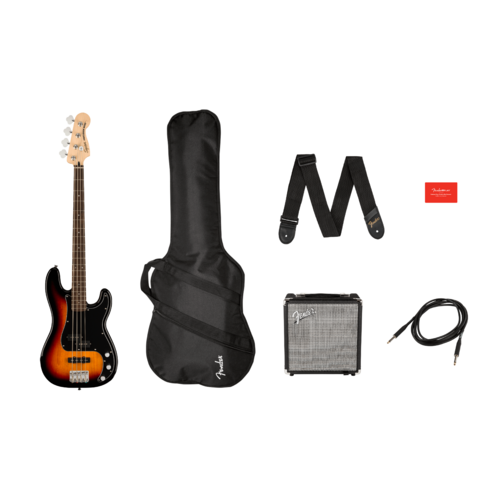 Squier Affinity Series™ Precision Bass® PJ Pack, Laurel Fingerboard, 3-Color Sunburst, Gig Bag, Rumble 15 - 240V AU