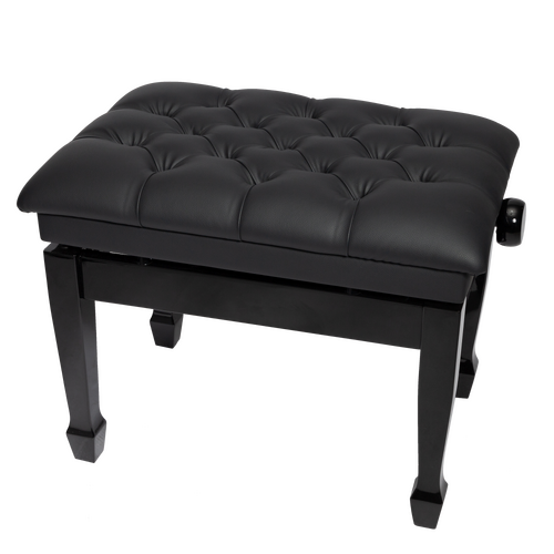Crown Deluxe Tufted Pneumatic Height Adjustable Piano Bench (Black)