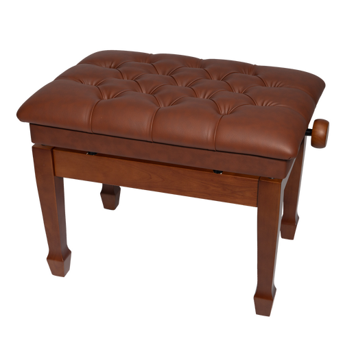 Crown Deluxe Tufted Pneumatic Height Adjustable Piano Bench (Walnut)