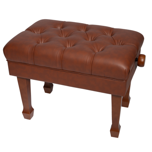Crown Deluxe Skirted & Tufted Pneumatic Height Adjustable Piano Bench (Walnut)