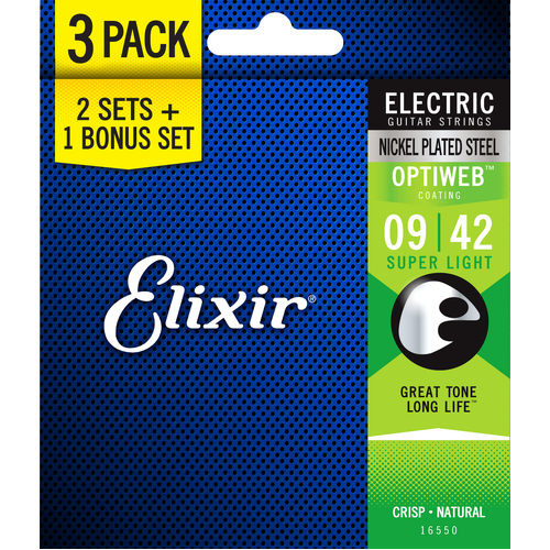 Elixir 16550 Optiweb Electric 9-42 3 Pack Super Light