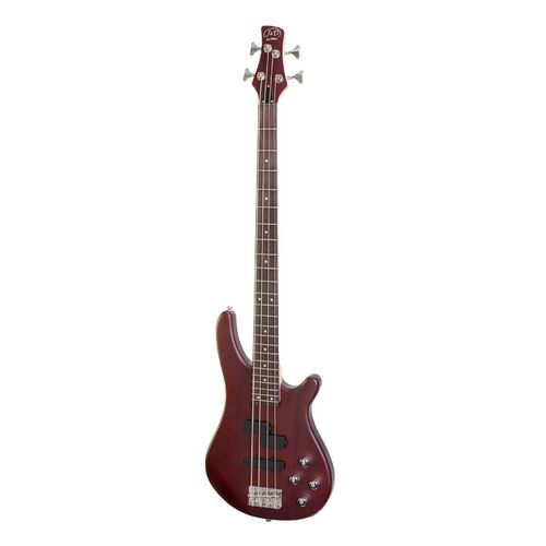 J&D Luthiers 4 String T-Style Contemporary Active Electric Bass Guitar (Satin Brown Stain)