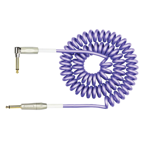 Kirlin IPK222PU 30ft Premium Coil Purple Guitar Cable RA to Straight
