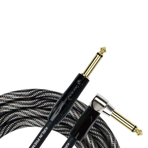 Kirlin IWB202WBW 20ft Premium Plus Wave Black Guitar Cable RA to Straight