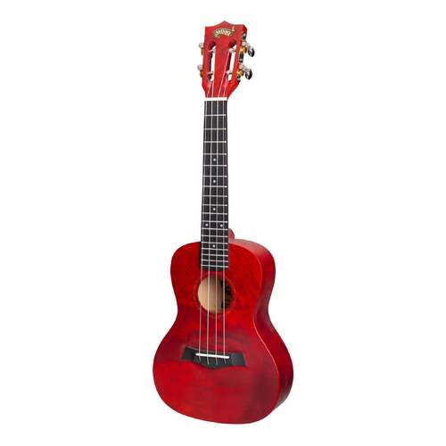 Mojo Traditional Series Quilted Maple Concert Ukulele with Gig Bag (Red)