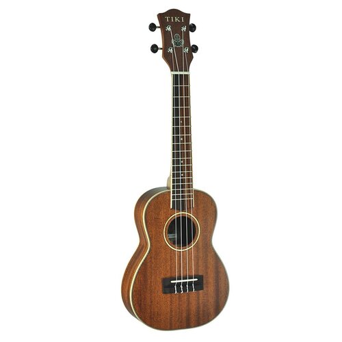 Tiki 5 Series Mahogany Solid Top Concert Ukulele with Hard Case in Natural Satin