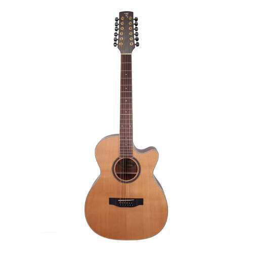 Timberidge 4 Series 12 String Cedar Solid Top AC/EL Small Body Cutaway Guitar in Natural Satin
