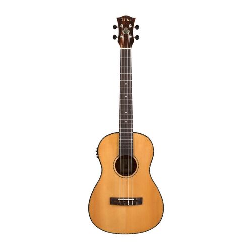 Tiki 22 Series Spruce Solid Top Electric Baritone Ukulele with Hard Case in Natural Gloss