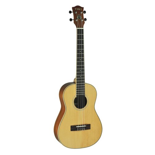 Tiki 6 Series Spruce Solid Top Baritone Ukulele with Hard Case in Natural Satin