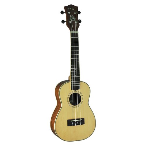 Tiki 6 Series Spruce Solid Top Concert Ukulele with Hard Case in Natural Satin