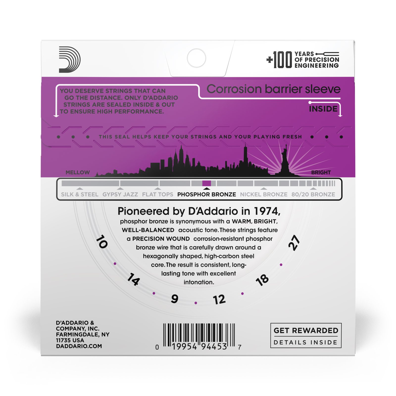 D Addario EJ38H Phosphor Bronze Acoustic Guitar Strings High Strung Nashville Tuning 10 27