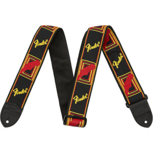 Fender® 2" Monogrammed Strap, Black/Yellow/Red