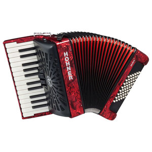 Hohner Bravo II 48 Bass Chromatic Accordion in Red Pearl