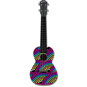 Kealoha "Rainbow Hearts" Design Concert Ukulele with Black ABS Resin Body