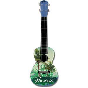 Kealoha "Hawaii Palms" Design Concert Ukulele with Blue ABS Resin Body