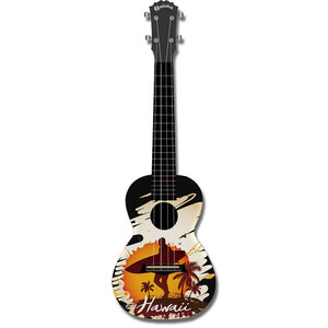Kealoha "Hawaii Surfer" Design Concert Ukulele with Black ABS Resin Body