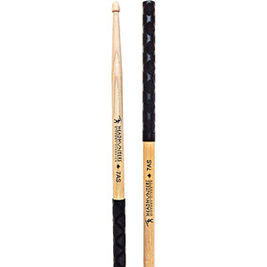 Headhunters Hickory Classic 7AS Drum Sticks with Wood Tip &amp; Black-X Grip (1-Pair)