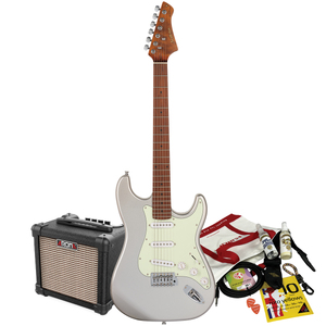 Northstar S-Style Electric Guitar Inca Silver with Aroma 10W Amp &amp; Accessory Pack [NS1-IS-PACK]
