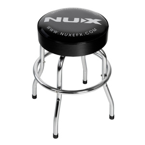 NU-X Branded Bar Stool in Chrome with Black Padded Top