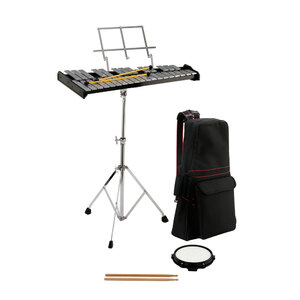Opus Percussion Bell Kit with 32-Note Glockenspiel, Stand, Mallets, Sticks, Practice Pad &amp; Carrybag