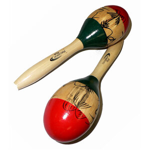 Percussion Plus Wooden Maracas in 3-Tone &amp; Patterned Finish