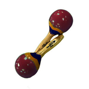 Percussion Plus Wooden Mini Maracas in Red &amp; Patterned Finish