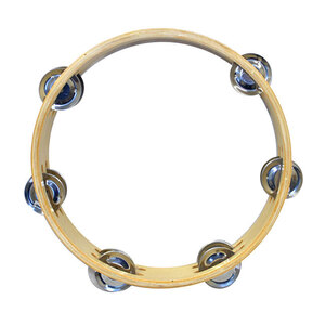 Percussion Plus 9" Wooden Tambourine with 6-Double Rows of Jingles