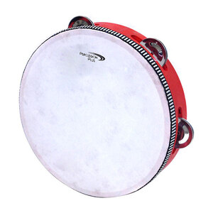 Percussion Plus 8" Wooden Tambourine with Head &amp; 5-Single Rows of Jingles