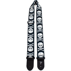 Perris 2" Polyester "Skull &amp; Cross Bones" Guitar Strap with Leather ends