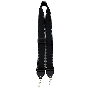 Perris 2" Deluxe Black Cotton Banjo Strap with White Stitching &amp; Metal Hooks