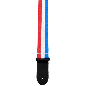 Perris 2" Poly Pro Guitar Strap in Red, White &amp; Blue Stripe with Black Leather ends