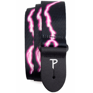 Perris 2" Polyester "Pink Lightning" Guitar Strap with Leather ends