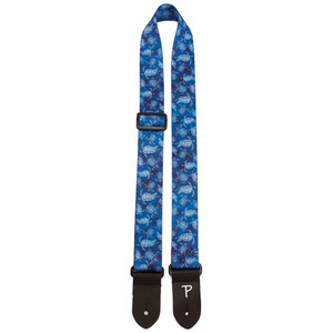 Perris 15" Polyester Ukulele Strap in Blue Sea Turtles Design with Leather ends