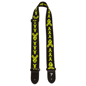 Perris 2" Polyester "Green Ribbon" Guitar Strap with Leather ends