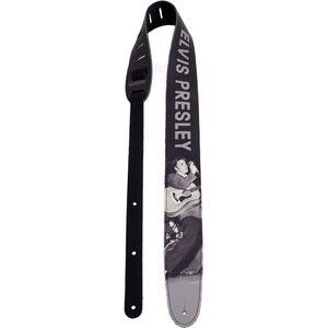 Perris 25" Leather "Elvis" Hi-Res Print on Black Licensed Guitar Strap