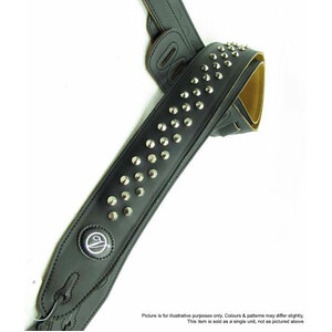 Vorson Black Leather Guitar Strap with Metal Studs