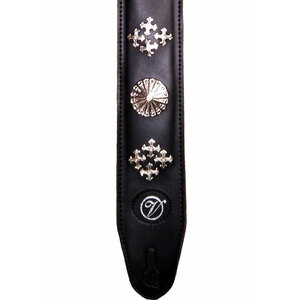 Vorson Black Leather Guitar Strap with Metal Conchos