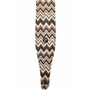 Vorson Linen Fabric Guitar Strap in Grey/Brown Zig Zag Pattern