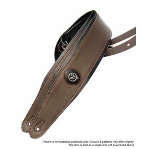 Vorson Padded Dark Brown &amp; Black Leather Guitar Strap