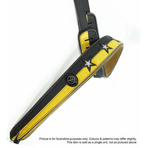 Vorson Black &amp; Yellow Leather Guitar Strap with White Stars