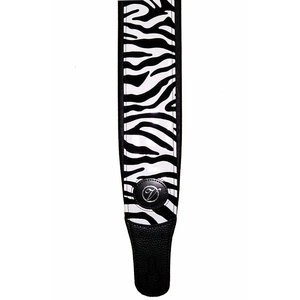 Vorson Black Leather Guitar Strap with Zebra Pattern