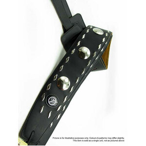 Vorson Black Leather Guitar Strap with Metal Round Conchos