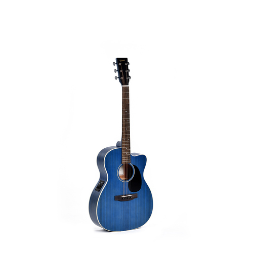 Ditson 000 Spruce Top Cutaway, Translucent Blue, Mahogany Back and Sides, Satin