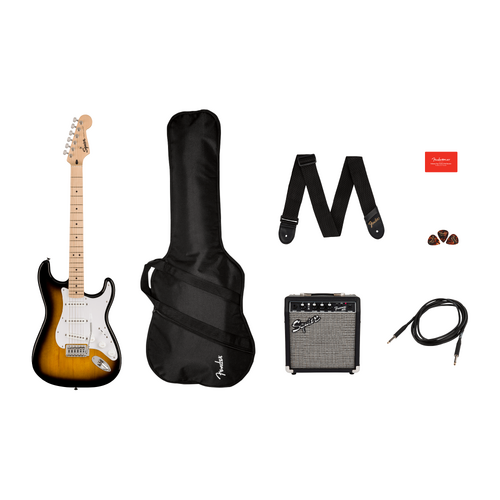 Squier Sonic® Stratocaster Pack, Maple Fingerboard, 2-Color Sunburst, Gig Bag, 10G