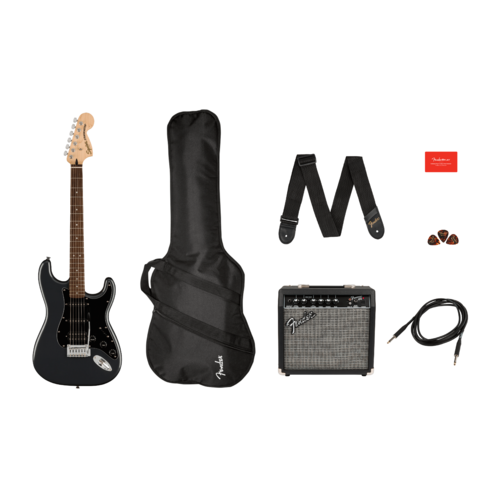 Squier Affinity Series™ Stratocaster® HSS Pack, Laurel Fingerboard, Charcoal Frost Metallic, Gig Bag, 15G - 240V AU