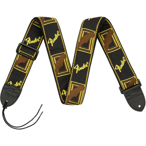 Fender® 2" Monogrammed Strap, Black/Yellow/Brown