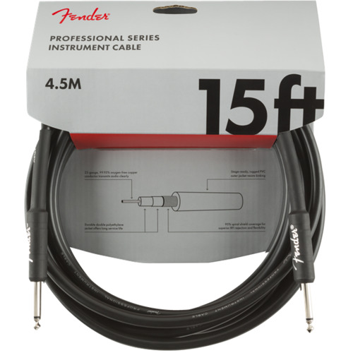 Fender Professional Series Instrument Cable, Straight/Straight, 15', Black