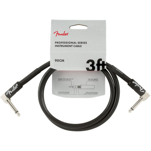 Fender Professional Series Instrument Cables, Angle/Angle, 3', Black