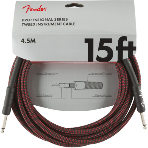 Professional Series Instrument Cable, 15', Red Tweed