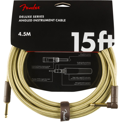 Deluxe Series Instrument Cable, Straight/Angle, 15', Tweed